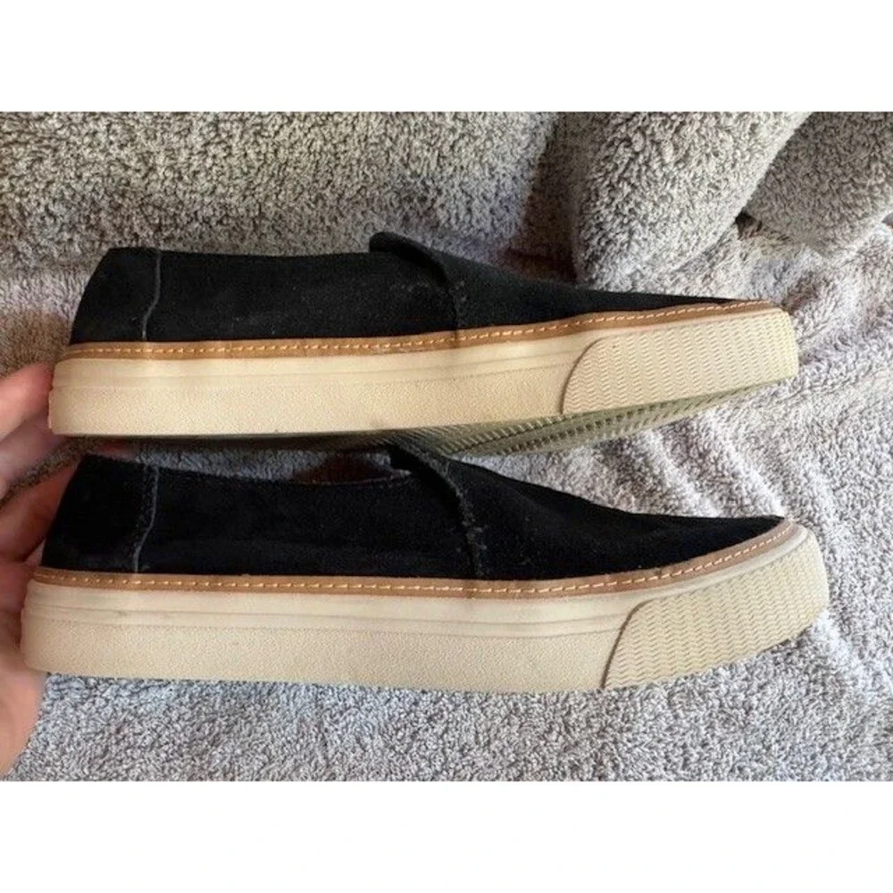 TOMS Sunset Women’s Black Loafer‎ Suede Leather Slip On Comfort Shoes Size 9.5